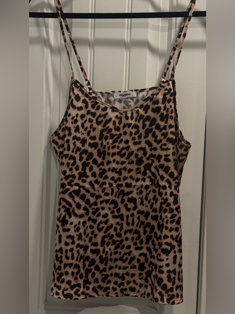zeagoo Leopard Print Spaghetti Strap Cami in Brown and Black